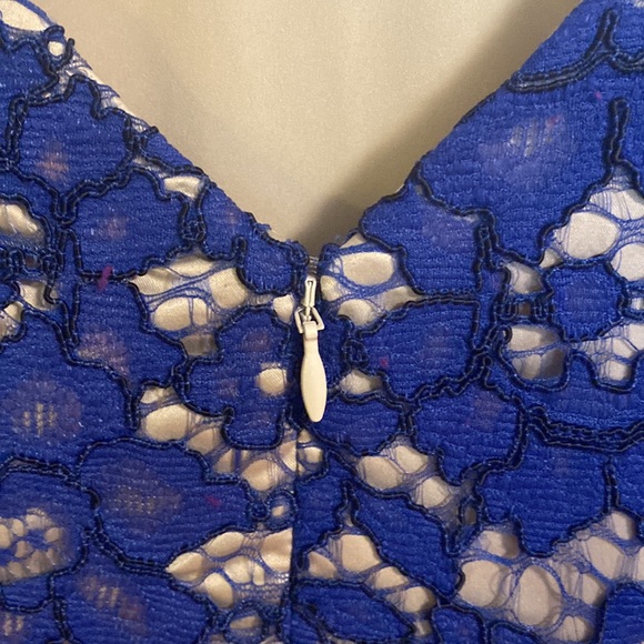 Worn once Eliza J blue lace cap sleeve fit and flare, 8 - Picture 8 of 11